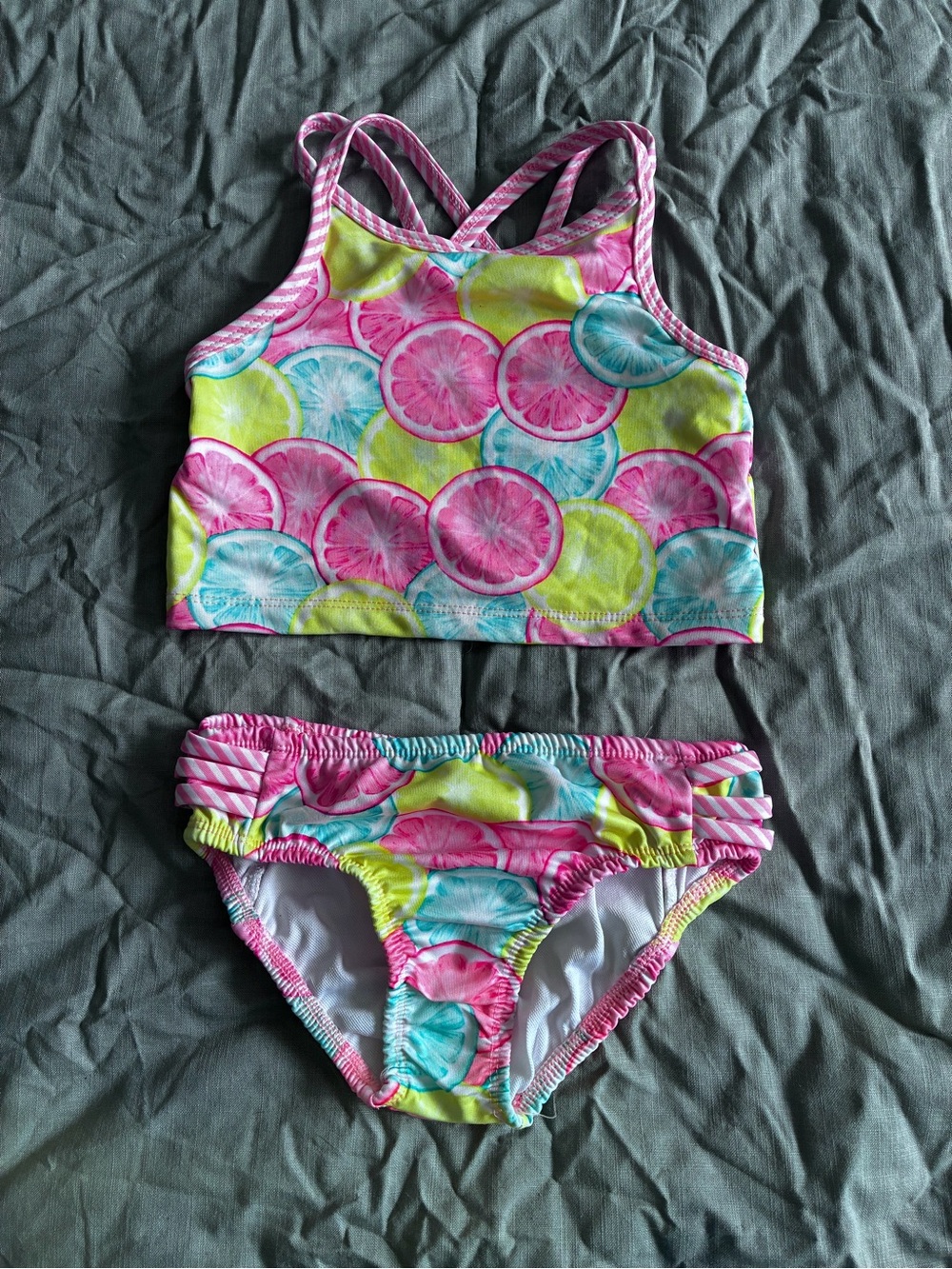 Penelope Mack Pink, Yellow & Aqua Citrus Print Two-Piece Swim Set